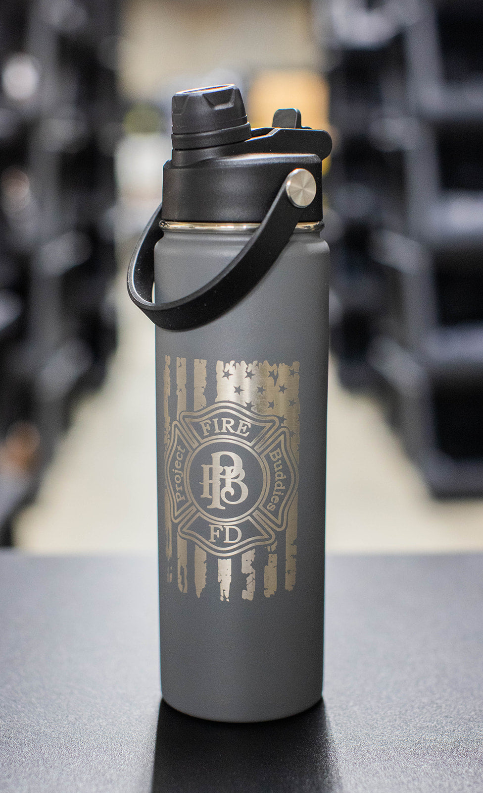 PFB Flag 22 oz Sports Bottle engraved
