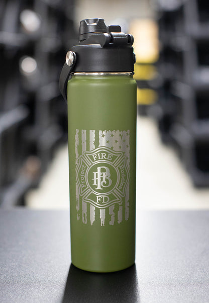 PFB Flag 22 oz Sports Bottle engraved