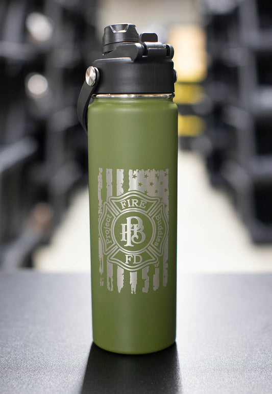 PFB Flag 22 oz Sports Bottle engraved