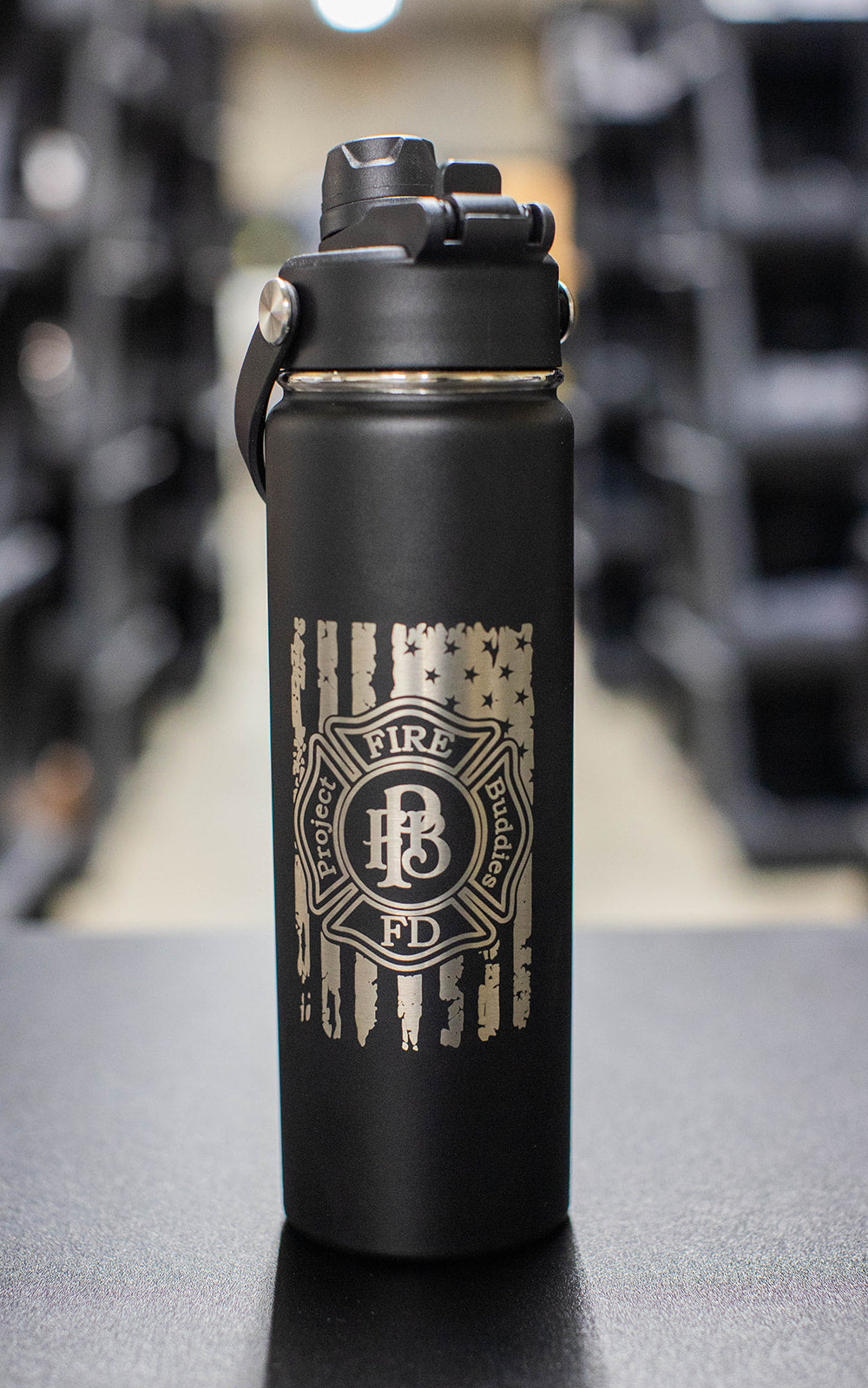 PFB Flag 22 oz Sports Bottle engraved
