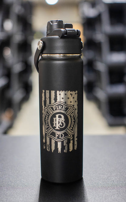 PFB Flag 22 oz Sports Bottle engraved