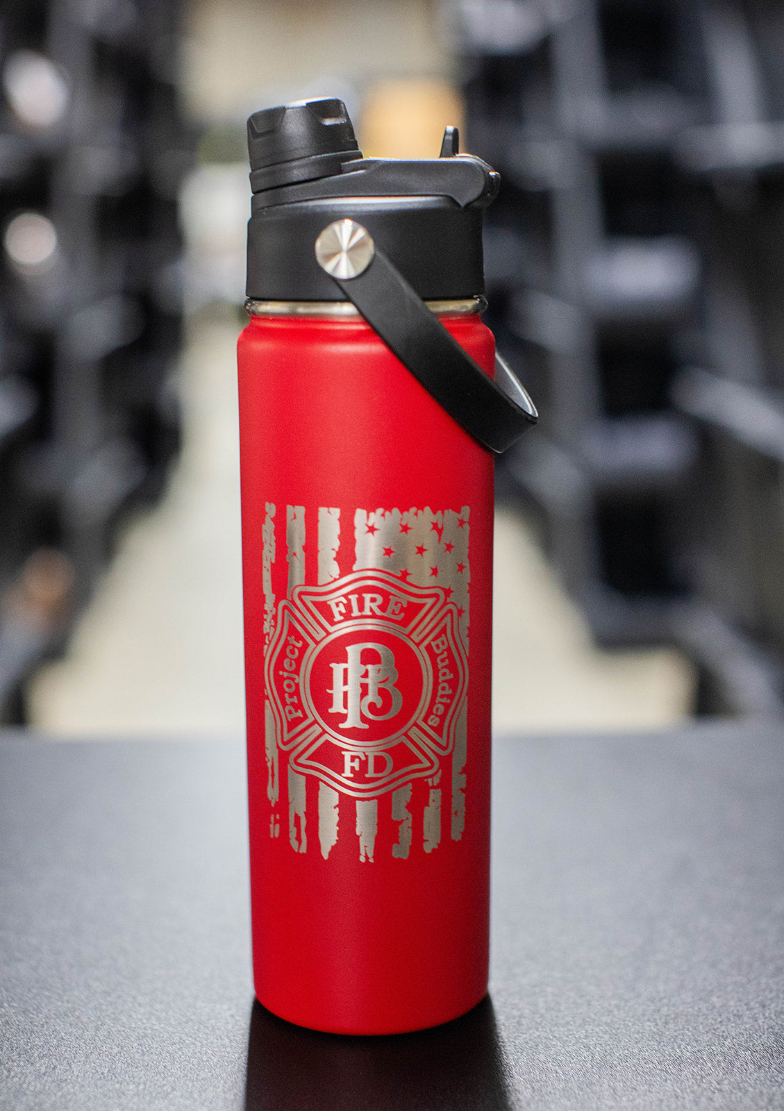 PFB Flag 22 oz Sports Bottle engraved
